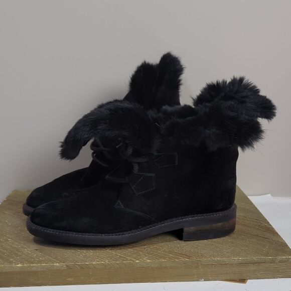 Fit and suede boots black leather Vincini - Picture 3 of 9